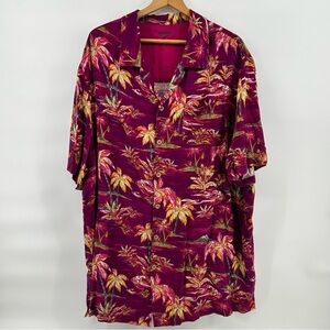 KINGSIZE Men's 2XL Tall Hawaiian Tropical Palm Tree Button Shirt